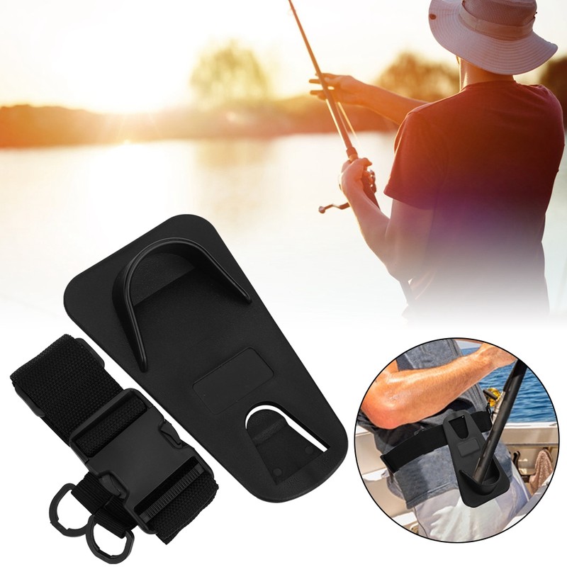 Black Professional Lightweight Adjustable Fishing Rod Holder Waist Belt Strap