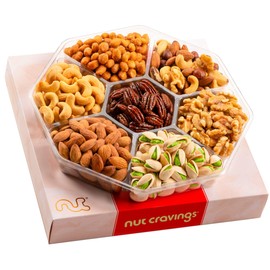 Mixed Nuts Gift Basket in Red Box (7 Assortments, 1 LB) Holiday Christmas Gourmet Bouquet Arrangement Platter, Birthday Care Package, Healthy Food Kosher Snack Tray for Adults Men Women