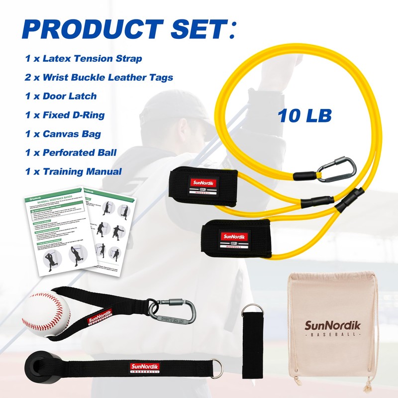 SunNordik Resistance Bands for Pitchers, Baseball & Softball Training Equipment