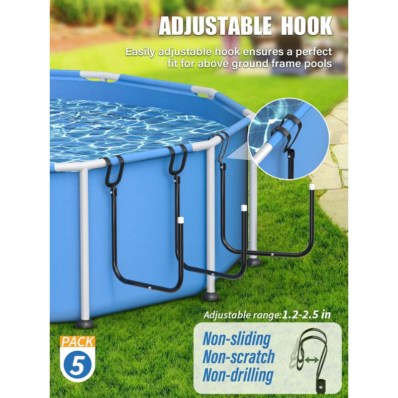 MONMEE 5 Pack Solar Pool Cover Holder, Adjustable Solar Cover