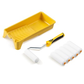 VOOMEY Foam Paint Roller,Small Paint Roller Kit, Mini Paint Roller 4 Inch with Paint Roller Frame and Paint Tray, Perfect for Repairing Furniture, Cabinets, and Other Delicate Projects