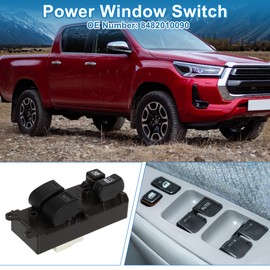 A ABSOPRO Power Window Switch No.8482010090 Front Right Driver Side Window Control Switch for Toyota Hilux Hiace Land Cruiser Black Brown