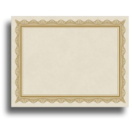 Blank Parchment Certificate Paper for Awards - Works with Inkjet/Laser Printers - Measures 8 1/2" x 11" - Gold Border - 250 Sheet Pack