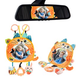 Jollybaby Car Seat Crib Stroller Play Gym Hanging Toy for Baby 0-3-6-12 Months, Tummy Time Mirror Toys Gifts for Newborn Infants, Carseat Travel Toy for Road Trip - Cat
