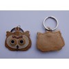 Real Leather Keychain Featuring Owl Pendant, approx. 5 x 5