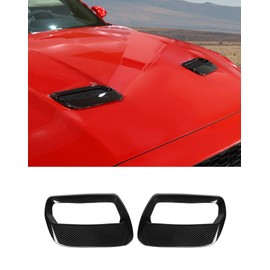DSWSQ 2 PCS Exterior Hood Vent Air Outlet Cover Trim for Ford Mustang Accessories 2018 2019 2020 2021 2022 2023, Carbon Fiber