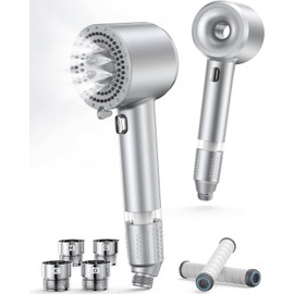 Showerhead Micro Nano Bubble [Anycee Original Design! Double Boost and Cleaning Power] Water-saving Showerhead with Hand Stop, 3-Stage Mode, High Water Pressure, Chlorine Removal, Skin & Hair Care