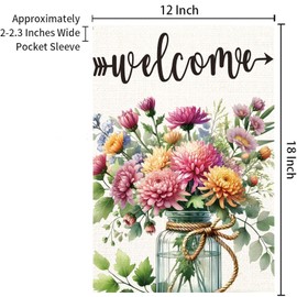 Spring Summer Floral Welcome Garden Flag Double Sided Floral Mason Jar 12x18 Inch ，Seasonal Holiday Flag Farmhouse Yard Outdoor Flag Seasonal Welcome Yard Outdoor Flag Outdoor Decoration