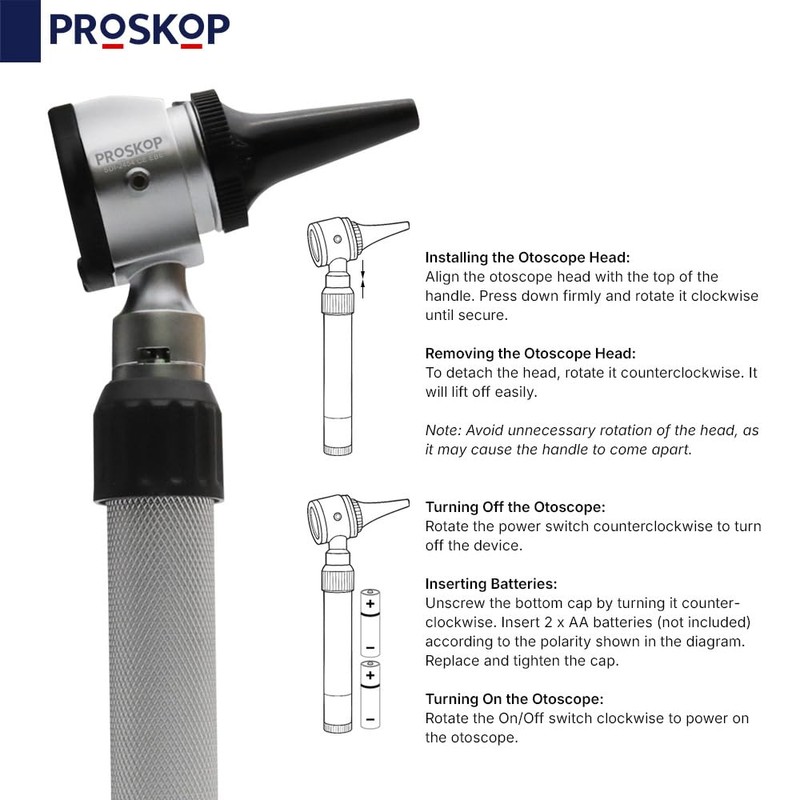PROSKOP® - Ear Examination Otoscope, Ear Torch 3X Magnification, Diagnostic