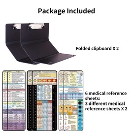 Edaphy Nursing Clipboard 2 Packs,Nursing School Essentials,Medical Edition Cheat Sheets, Nurse Accessories for Work, 3 Layers, Nursing Clipboard Foldable, Plastic, Black