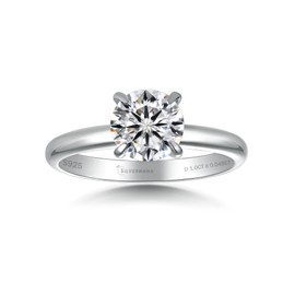 SILVERNANA 1CT Moissanite Engagement Ring for Women 925 Sterling Silver Round Cut Solitaire Moissanite Wedding Promise Ring Size 8.5