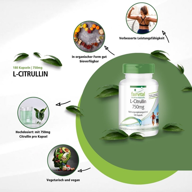 Fairvital L-Citrulline Capsules 750 mg – High Dose – Vegan