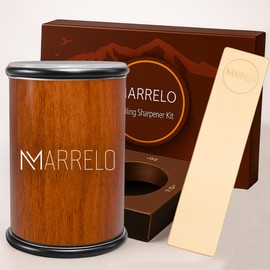 Rolling Knife Sharpener Kit – Magnetic Rolling Knife Sharpener with 4-Angle Base (15°/18°/20°/22°), 2 Diamond Discs, Dual-Sided Leather Strop & Utility Knife – For Kitchen & Outdoor Blades