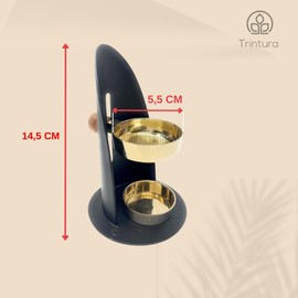 TRINTURA Incense Burner Height Adjustable Black Gold Includes 20g Boswelia Frankincense