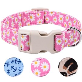 Bilsole Collares para Perros medianos, duraderos y Ajustables, Bonitos Collares para Cachorros, para niñas, niños, machos y Hembras, Talla M, Rosa.