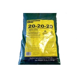 Southern Ag 20-20-20 Water Soluble Fertilizer w/Dye / Minor Elements Plant Starter 25lb Bag