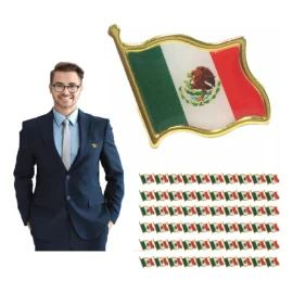 Broche De Metal De 40 Pines Con Bandera De México