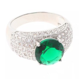 neXxtten Silver Tone Copper Metal Rhodium Plated Ring With Cubic Zirconia JWZ1596-GN9