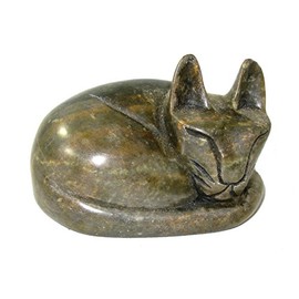 The Friendly Trading Co Wild Cat Sculpture in Serpentine Stone by Shona People of Zimbabwe 9 cm Wild Kitty Kitten!