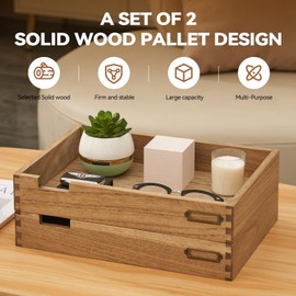 Kirigen Wooden Stackable Office Letter Organizer Desk Tray Pack of 2 - Wood Two Tier Tray for Desktop Organizeration with Metal Label Card Holder - Inbox Tray for Desk,Dark Brown,2TTP-DBR