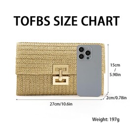 TOFBS Women's Clutch Straw Square Handbag Summer Envelope Bag Woven Clutch Dinner Tote Bag for Formal Party Wedding Holiday, khaki