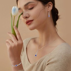 Blaniy Infinity Necklaces for Women 925 Sterling Silver Sapphire Pendant Necklace September Birthstone Jewelry Gifts for Women