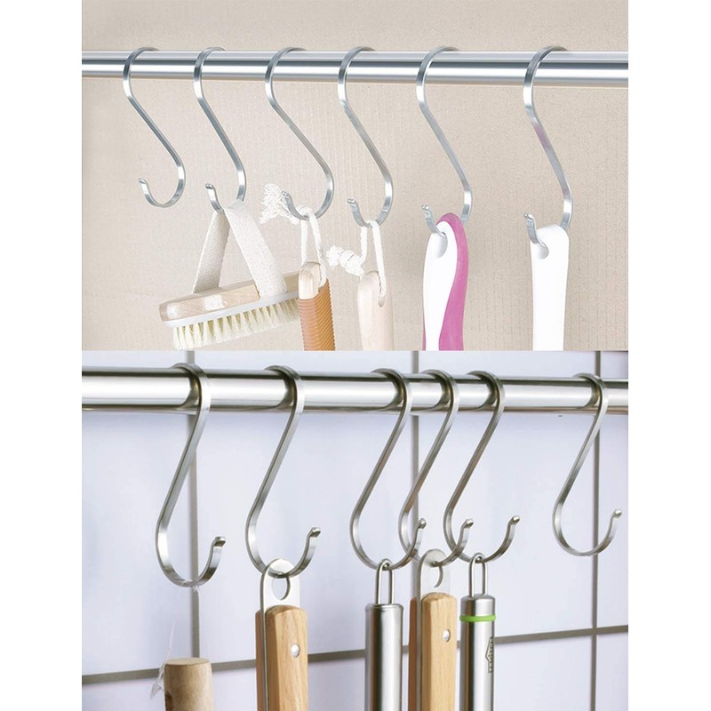 WEERSTONE Pack of 16 S Hooks Stainless Steel S-shaped Hooks