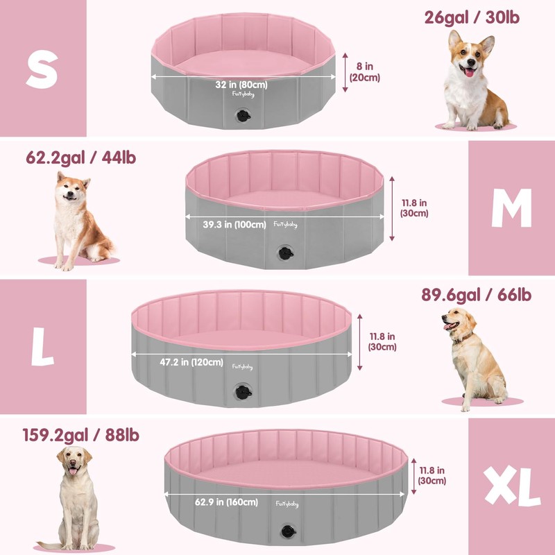 Furrybaby Dog Pool, Foldable Dog Pools for Large Dogs Portable