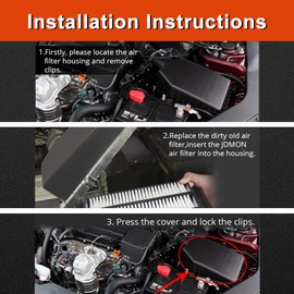 JDMON Engine Panel Air Filter Replacement for Honda Accord (2013-2017) Not for Hybrid Engine and 3.5 Liter, Acura TLX (2015-2017) JD476 (CA11476), 2PCS