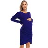 Coolmee Womens Maternity Dresses Casual Ruched Long Sleeve Irregular Bodycon