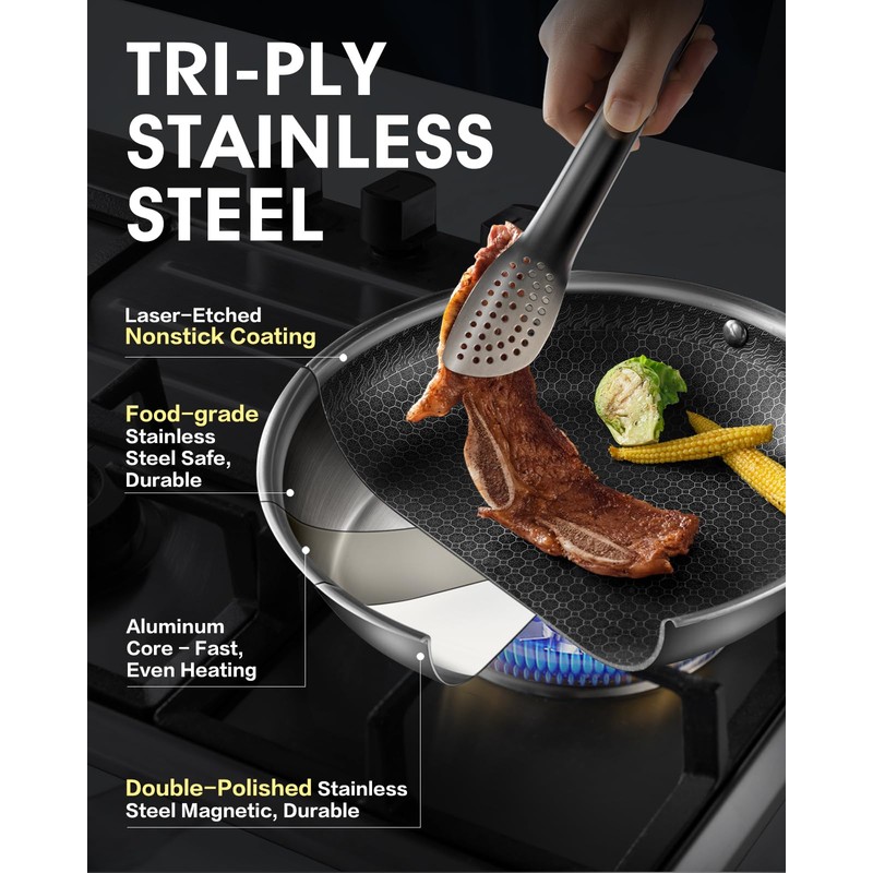 USELUCK Non Stick Frying Pan Set - 8, 10, 12-Inch