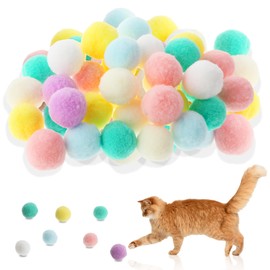 Yuanchu 30Pcs Cat Ball Toy, Soft Cat Pom Pom Balls Interactive Mix Color Plush Toy Ball for Training and Play 3cm/1.18in Balls Toys for Indoor Kitten Pursue Roll(Colorful)