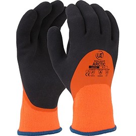 UCI KoolGrip ARCTIC Thermal Dual Latex Waterproof Grip Work Gloves ORANGE (7/Small)