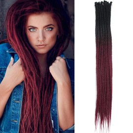 Thin 0.6 cm Synthetic Dreadlock Extensions Handmade 24 Inches 20 Strands Crochet Hair Long Crochet Braids Hip-Hop Style Soft Dreads Hair Extensions