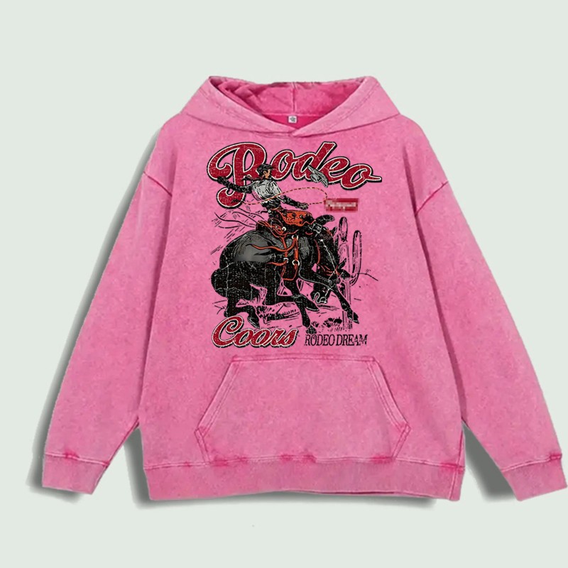 Rodeo Cowboy Graphic Hoodie 100% Cotton US Warehouse 6 ColorsColor: