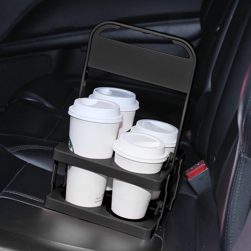 Bodaon 4 Cup Drink Carrier with Handle, Plastic Cup Carriers
