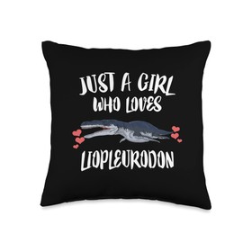 Dinosaur Lover Just A Girl Who Loves Liopleurodon Throw Pillow, 16x16, Multicolor