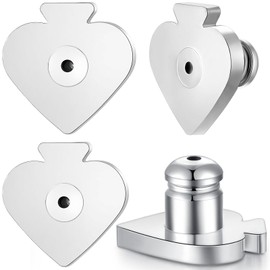 Kerryjewl Earring Backs Replacements, Hypoallergenic 14k Gold Bullet Locking Earring Backs for Studs/Droopy Ears, Secure Locking Backing for Sensitive Ears (Silver 2pairs)