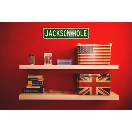 Jackson Hole, Wyoming - USA City Sign - Pesonalized Home Decor, Metal Novelty Sign, Man Cave Street Sign, Unique Idea, Pub Bar Wall Decor - 4x18 inches