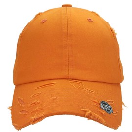 4350 DISTRICT Dad Hat Baseball Cap Adjustable Distressed Vintage Washed Polo Style Cotton Headwear Orange