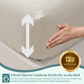 RIQINXIN Conductive Grounding Fitted Bed Sheet with 4.6 m Ground Cable Grounding Fitted Bed Sheet for Better Sleep Reduces Stress 100 x 200 x 25 cm