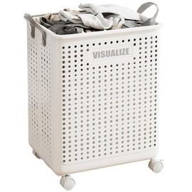 BOHOIDEE Large Foldable Laundry Hamper with Wheels and Handle, Collapsible Rolling Laundry Basket, Versatile Portable Storage Basket for Laundry/Bathroom