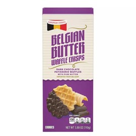 Belgian Butter Waffle Crisp, Dark Chocolate Patisserie Waffles, European Belgium Imported Cookies, Crunchy Thins, Snack Snacking Gift Treat, Benton 3.88oz Box