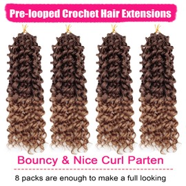 8 Packs GoGo Curl Crochet Hair 18 Inch Curly Crochet Hair for Women Water Wave Beach Curl Deep Crochet Braids Synthetic Braiding Hair Extensions 33/27