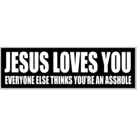 Jesus Loves You Everyone Else Thinks You're An A**HOLE 2.5x8 Bumper Sticker