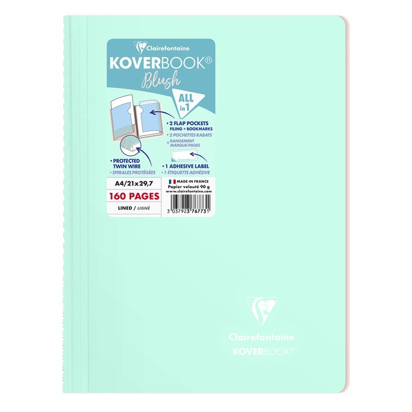 Clairefontaine Koverbook Blush 376773C Spiral Notebook, DIN A4, 21 x