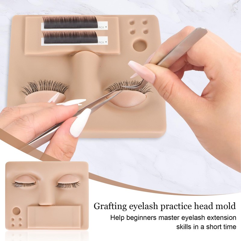 3-in-1 Lash Mannequin Head, Eyelash Extension Mannequin Head, Realistic Makeup