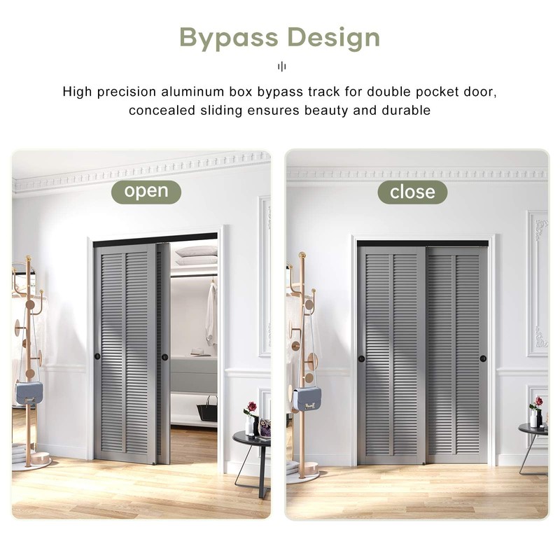 EaseLife 4 FT 48in Bypass Double Sliding Pocket Door Hardware