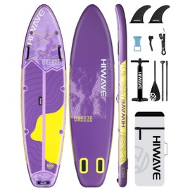 Hiwave Inflatable Stand Up Paddle Board 11’*34”*6” Sup Board, 350lbs Capicity Adult&Youth Paddle Board, Pet Friendly for Ocean&Lake, w/Double Action Hand Pump Purple ﻿