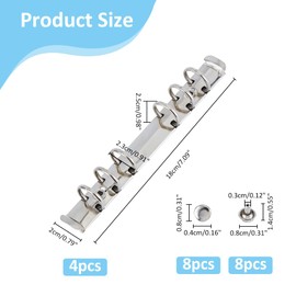 SUPERFINDINGS Pack of 4 6 Ring Binder Mechanism A6 Notebook Mechanism Replacement Kit Iron Clip Ring Binder with Screws Nuts O Rings Binding Back Combs Inner Diameter: 2.3 cm
